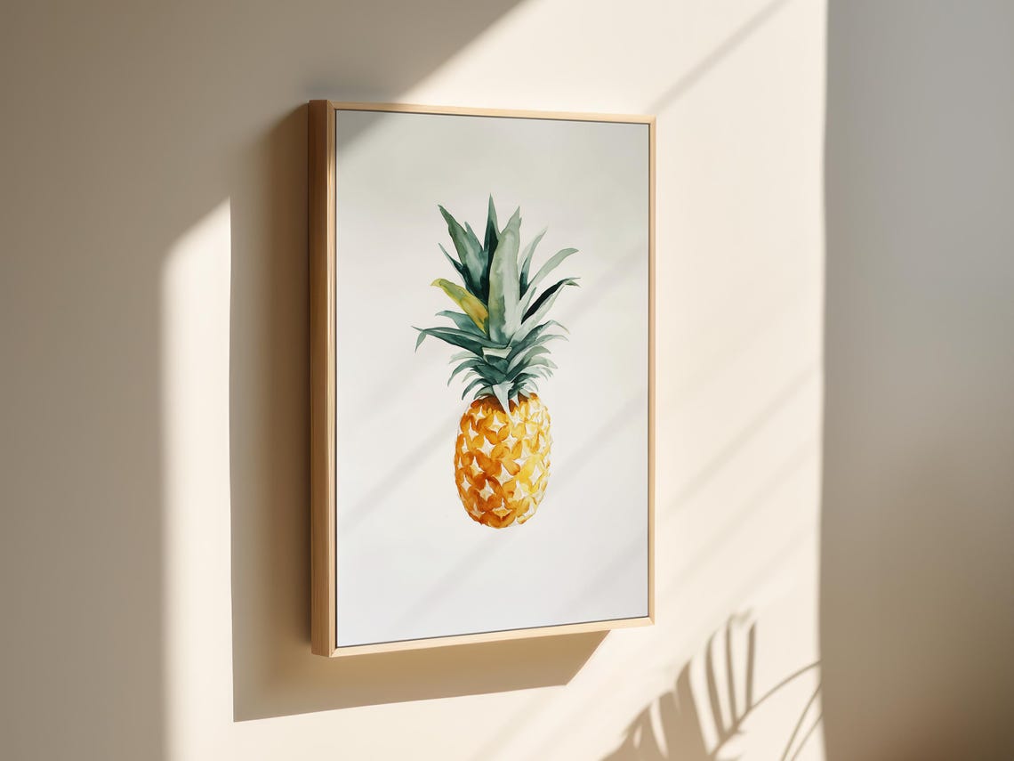 Fresh Watercolor Pineapple Minimalist Tropical Kitchen Art Poster - Image 2