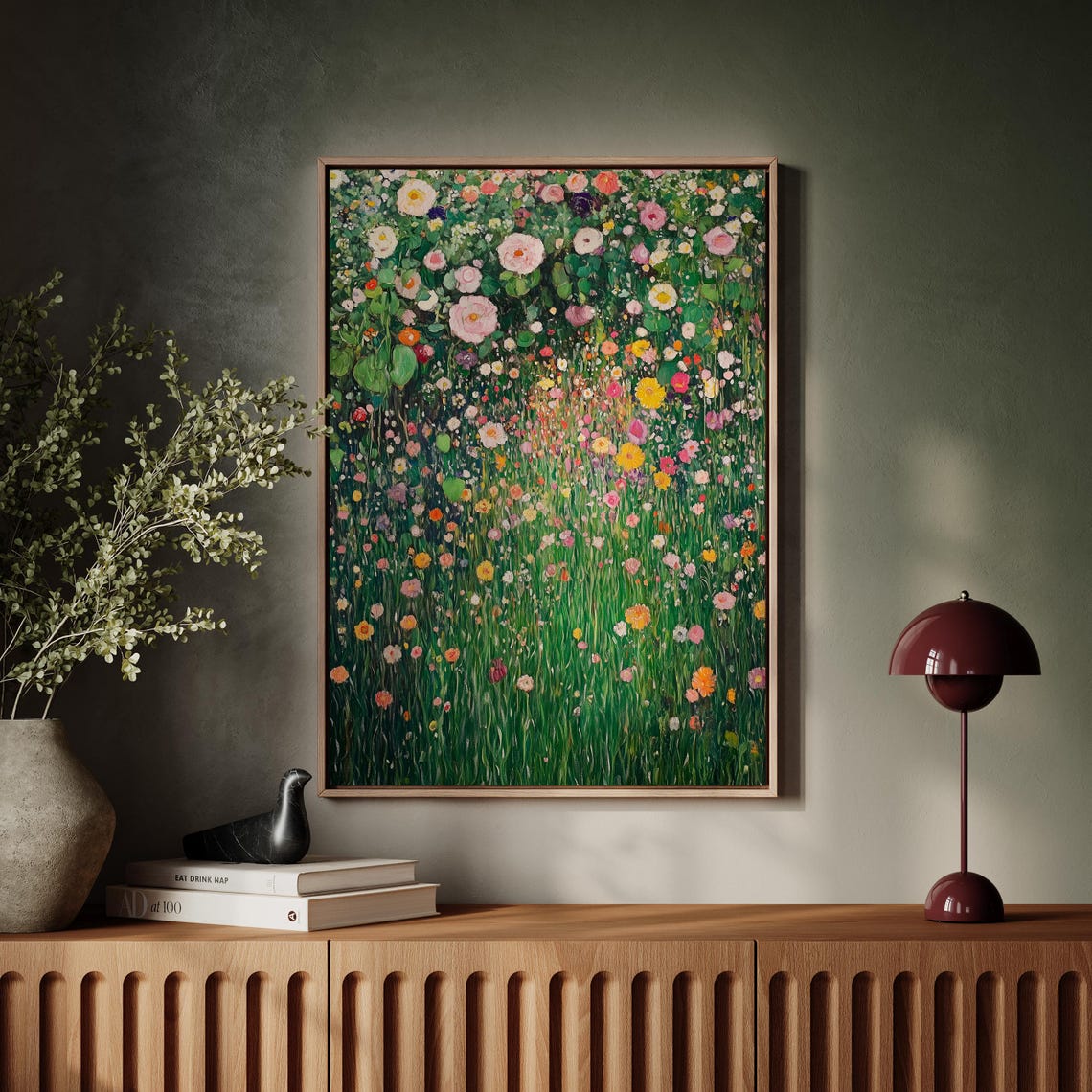 Dense Colorful Flower Meadow in a Klimt Inspired Style Poster - Image 4