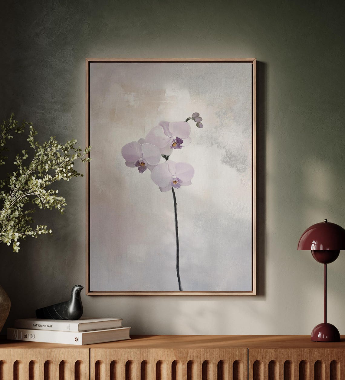 Minimalist Pale Lavender Orchid Blossom on a Single Stem Poster