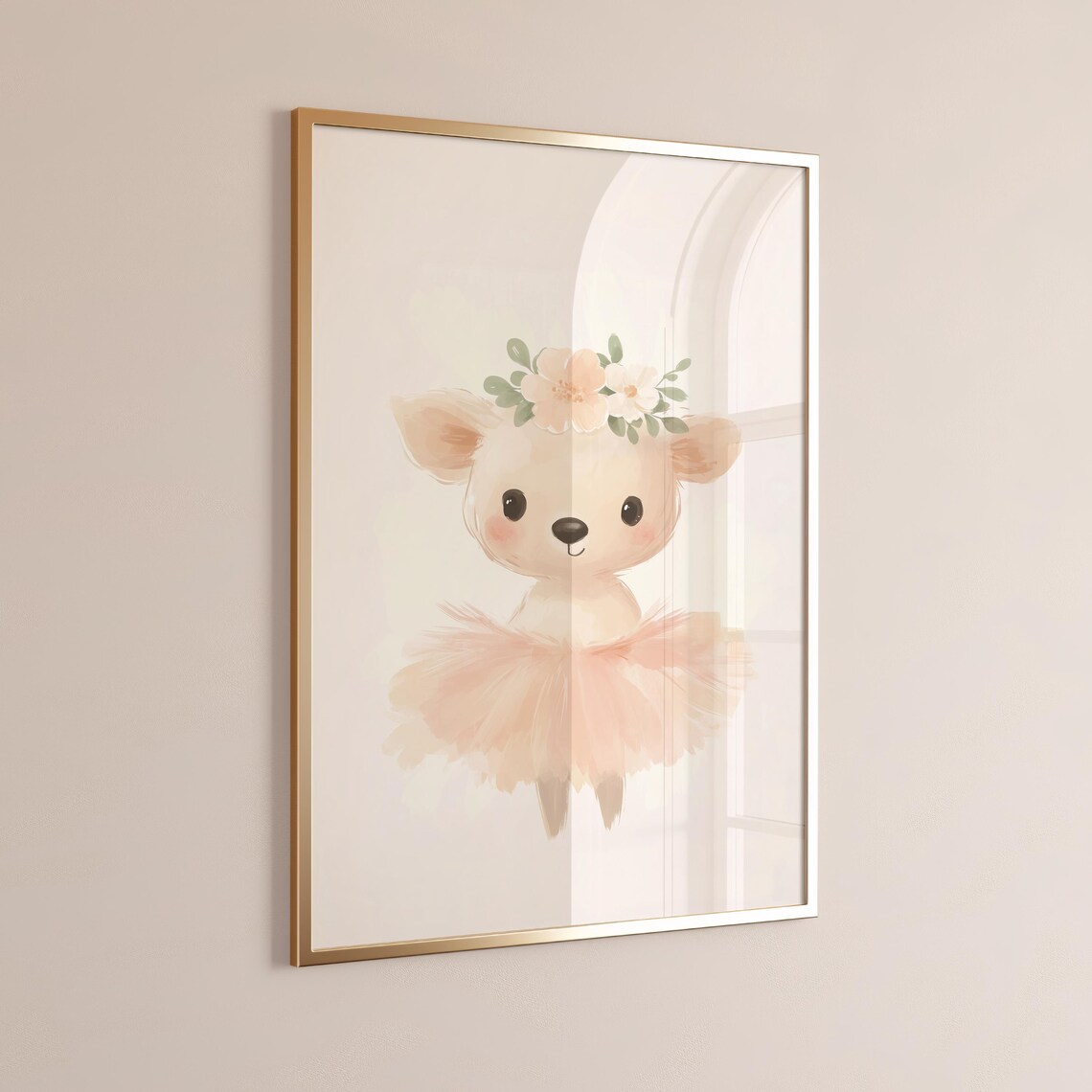 Precious Baby Deer Ballerina in Pink Tutu Nursery Art Poster - Image 4