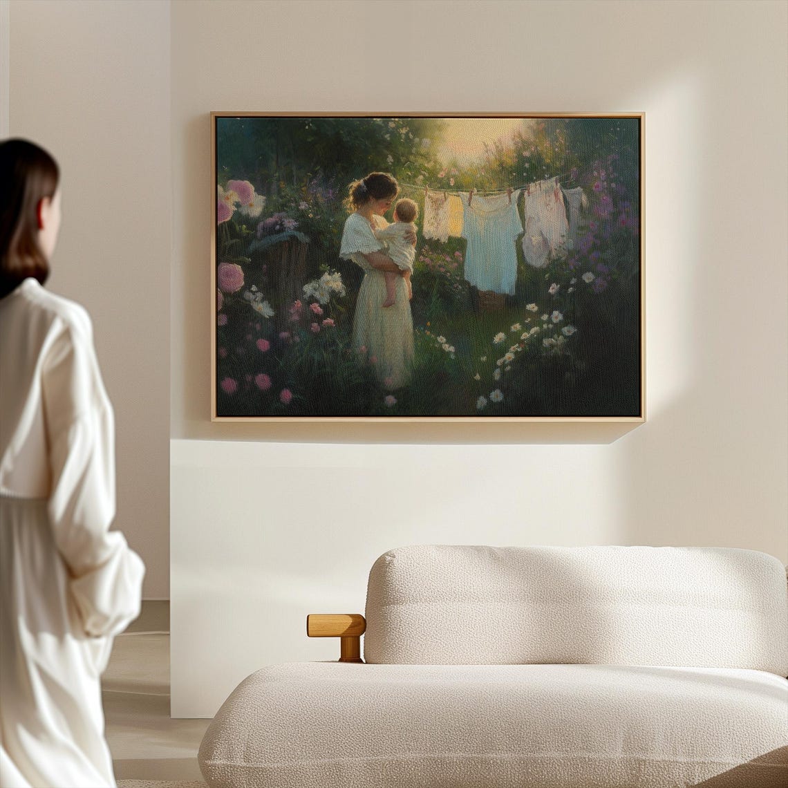 Mother And Child Painting Nature And Family Wall Art Motherhood Wall Decor Spring Garden Art Peaceful Scenery Art Family Love Art - Image 5