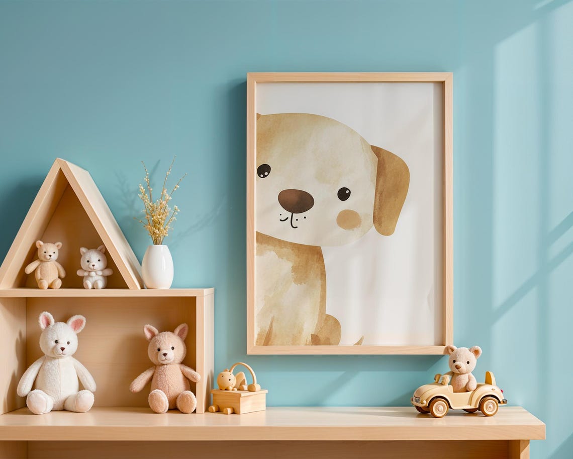 Watercolor Puppy Wall Art Cute Dog Wall Decor Kawaii Dog Poster Whimsical Puppy Art Puppy Room Decor Dog Nursery Wall Art - Image 4