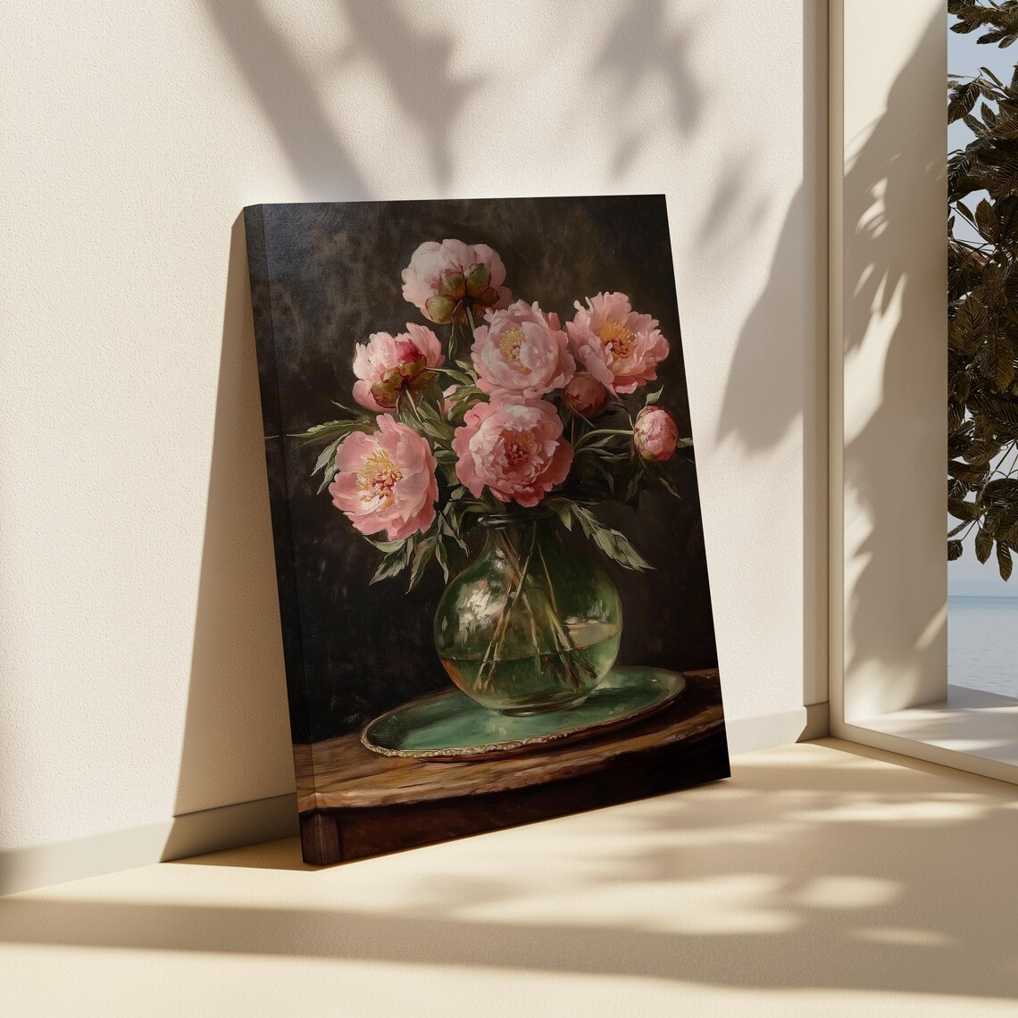 Pink Peonies in Glass Vase, Vintage Floral Print - Image 4
