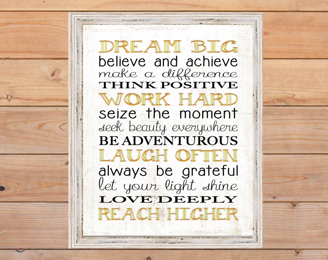 Goals Chart, Inspirational Daily Affirmations Art Print