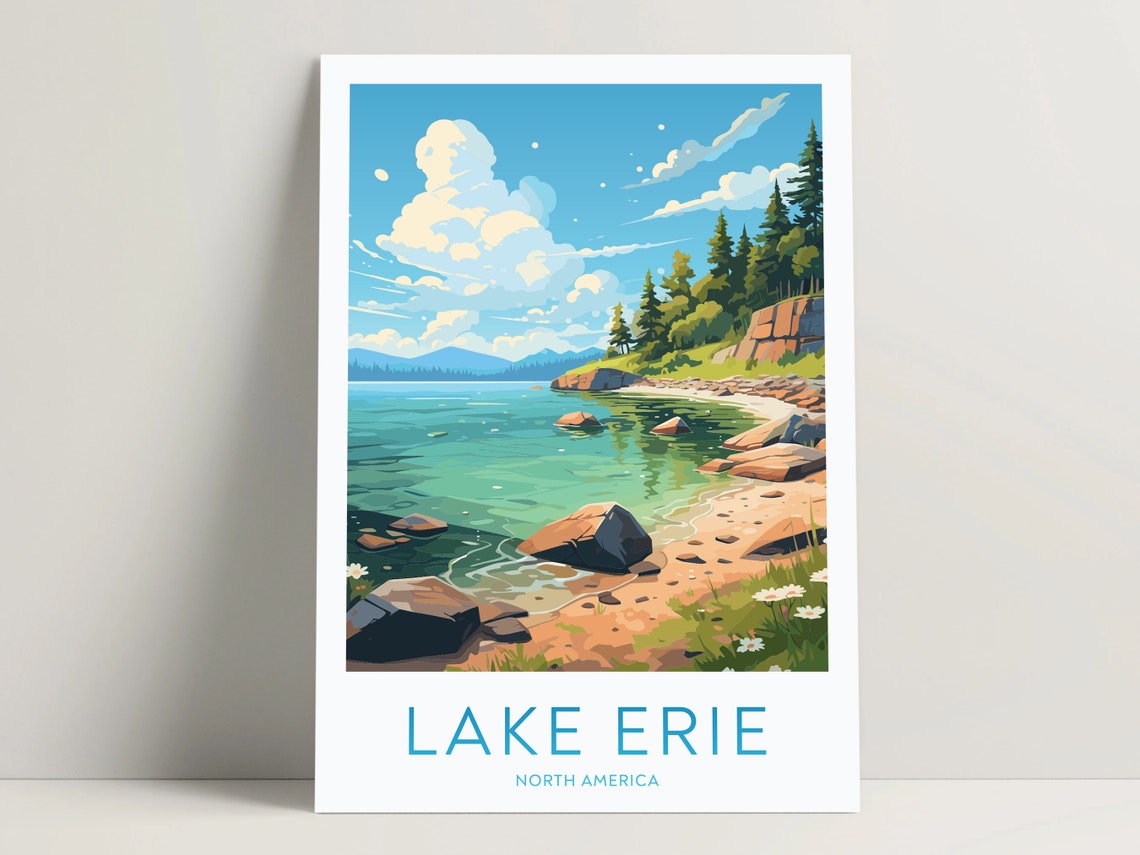 Lake Erie Poster Lake Erie Print Lake Erie Art Bedroom Decor Lake Erie Gifts Ideas North America Wall Art Decor 007