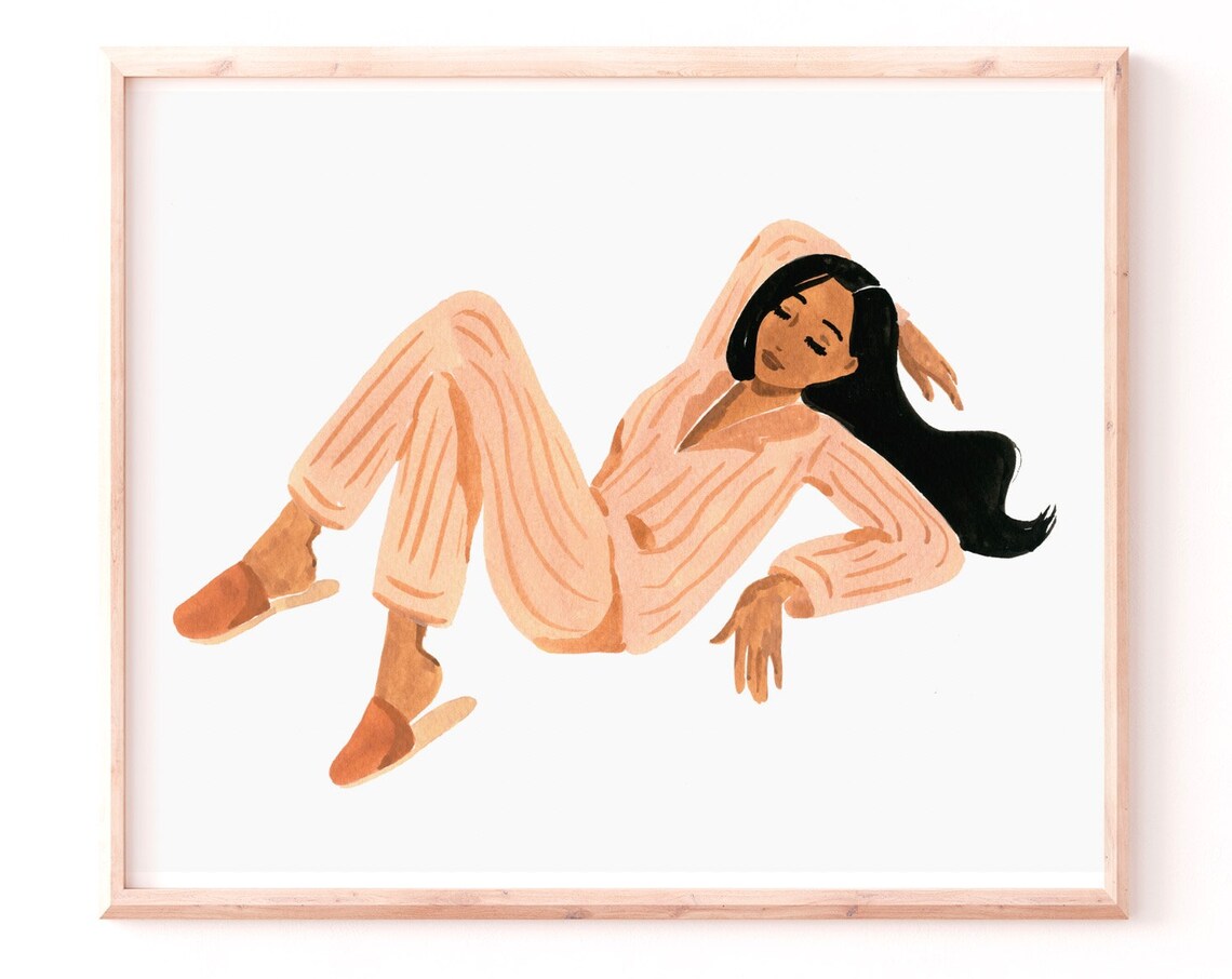 Lounging Woman Bedroom Art Print, Sabina Fenn