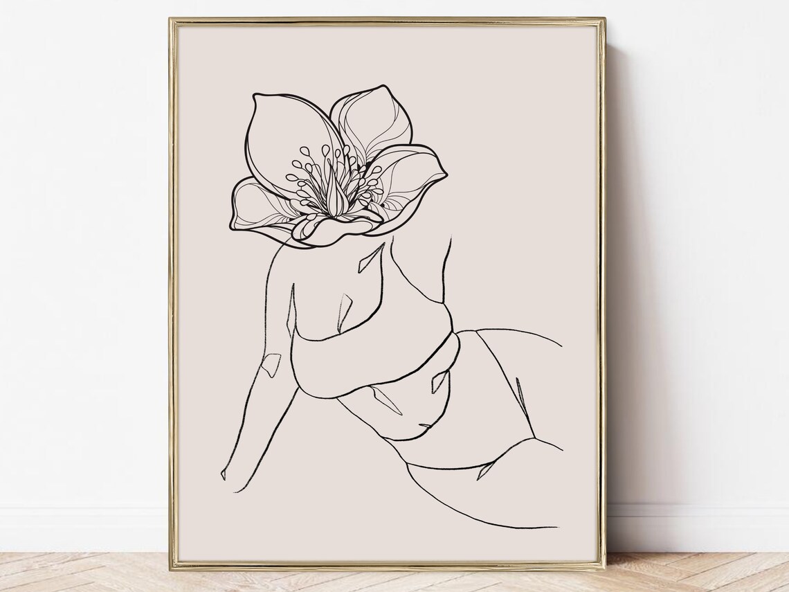 Body Positivity Feminine Line Art Art Print