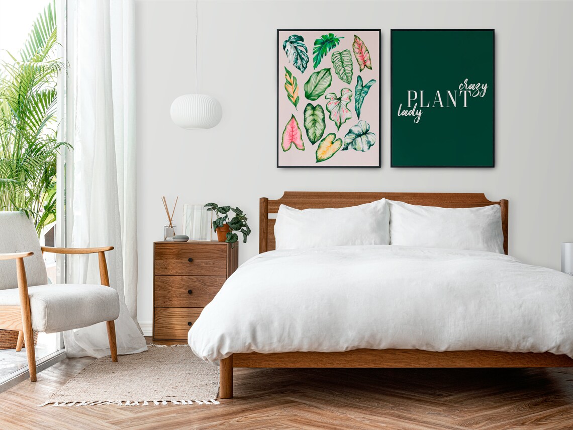 Crazy Plant Lady Funny Houseplant Quote Bold Dark Green Wall Art - Image 2