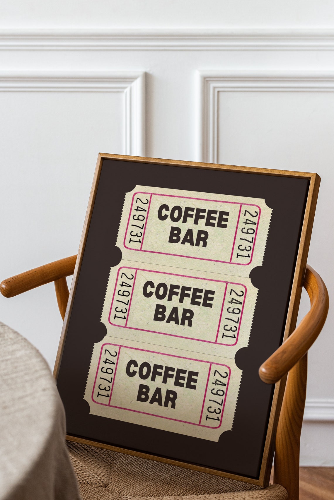 Vintage Coffee Bar Tickets Retro Ticket Stub Kitchen Decor Poster - Image 4