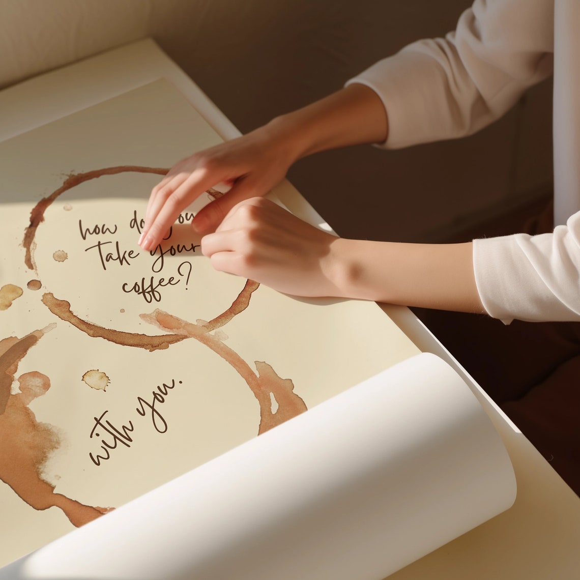 How Do You Take Your Coffee Watercolor Coffee Ring Kitchen Wall Art - Image 3