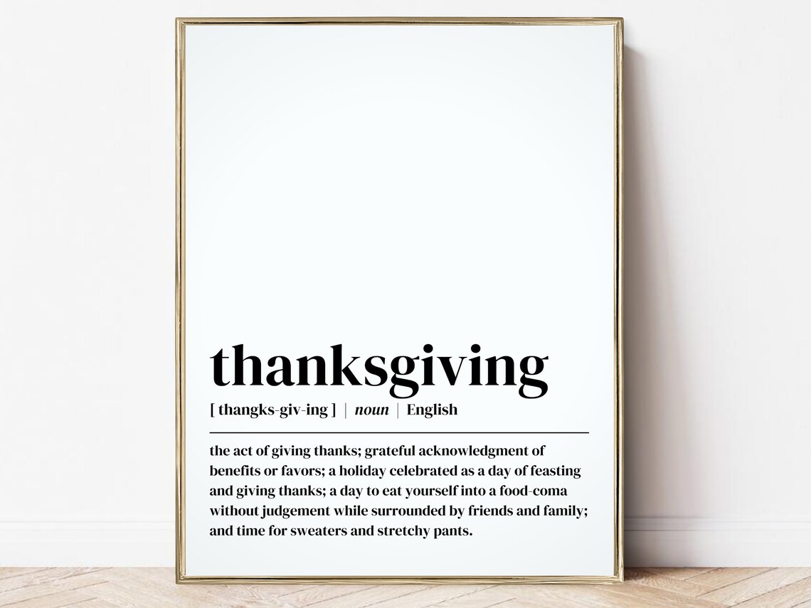 Thanksgiving Dictionary Definition Art Print, Vintage Retro