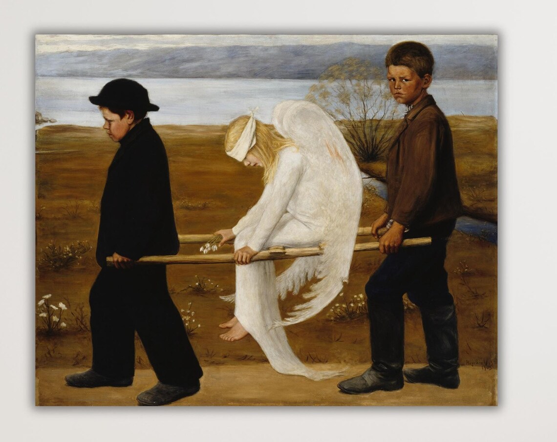 Hugo Simberg The Wounded Angel Boys Stretcher Symbolist Art Poster