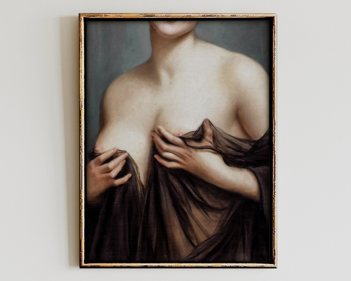 Feminine Woman Portrait Vintage Wall Art Print