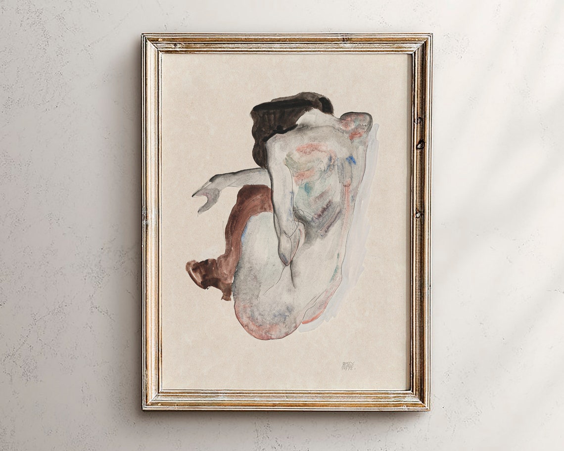 Abstract Female Figure Watercolor Sketch Minimalist Wall Art