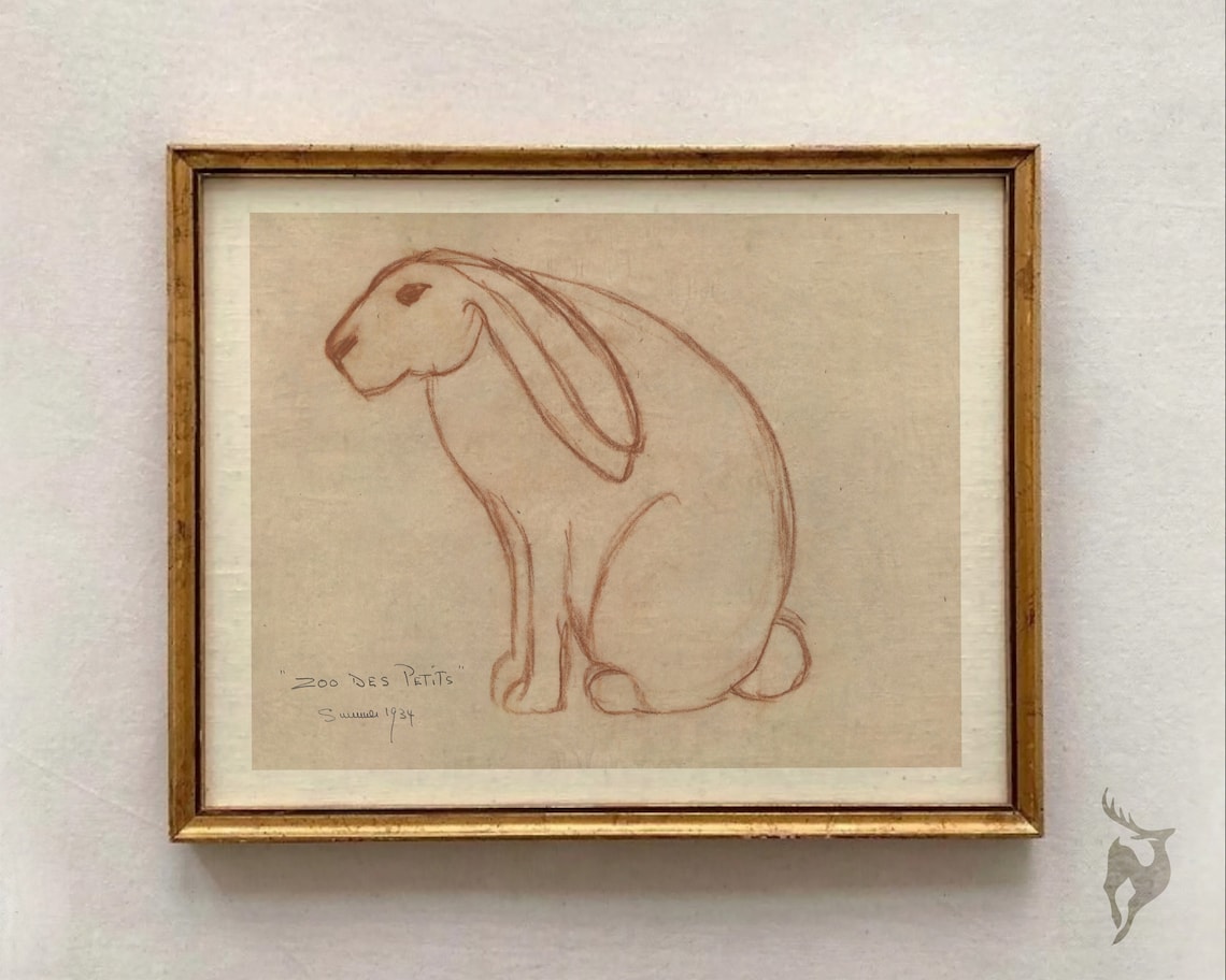 Minimalist Hare Line Sketch Vintage Zoo Des Petits Art Poster