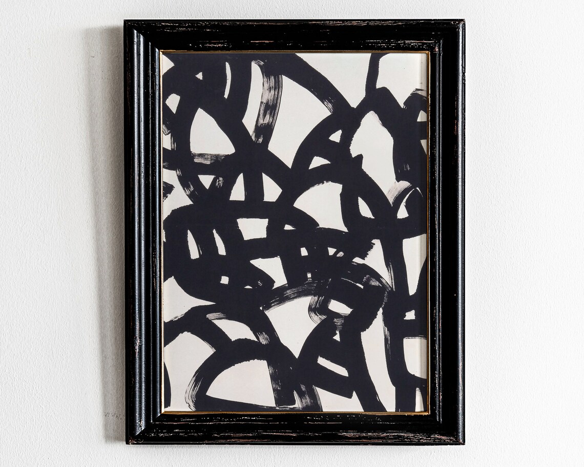 Abstract Wall Art Black And White Modern Print Minimalist Poster Instant