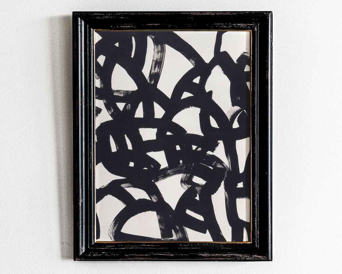 Bold Black Brushstroke Abstract Modern Minimalist Ink Art Poster