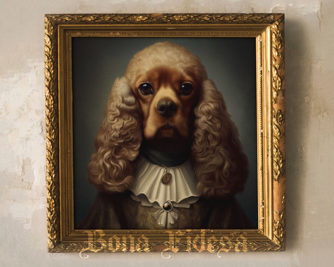 Cocker Spaniel Renaissance Portrait Ruff Collar Vintage Dog Poster
