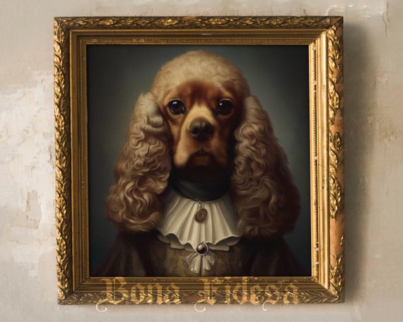 Cocker Spaniel Renaissance Portrait Ruff Collar Vintage Dog Poster