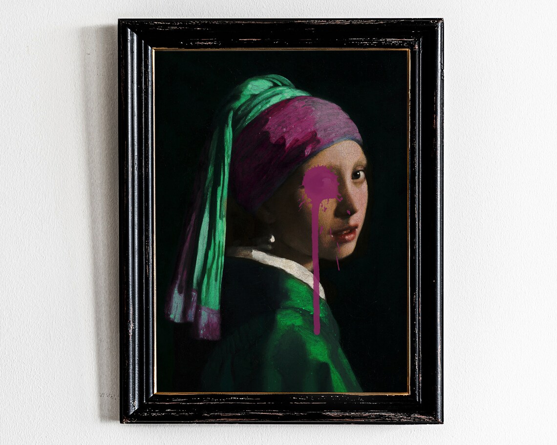 Funky Maximalist Surreal Feminine Wall Art Print