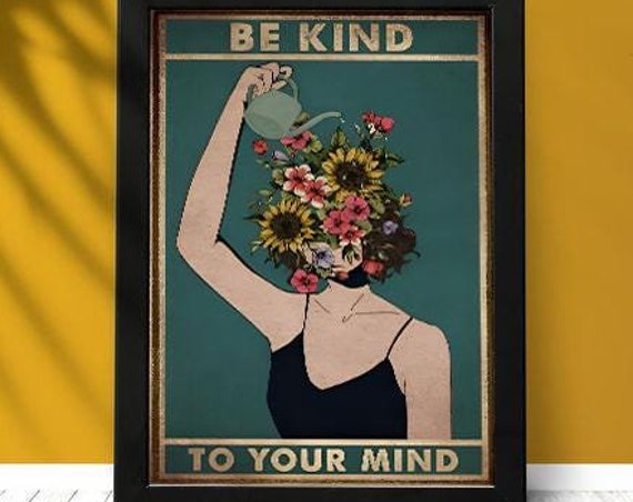 Be Kind To Your Mind Vintage Poster Old Magazine Cover Vintage Wall Art Retro Art Print Positivity Poster