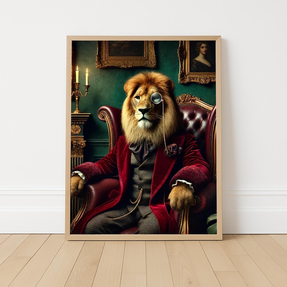 Noble Lion, Maximalist Animal Portrait
