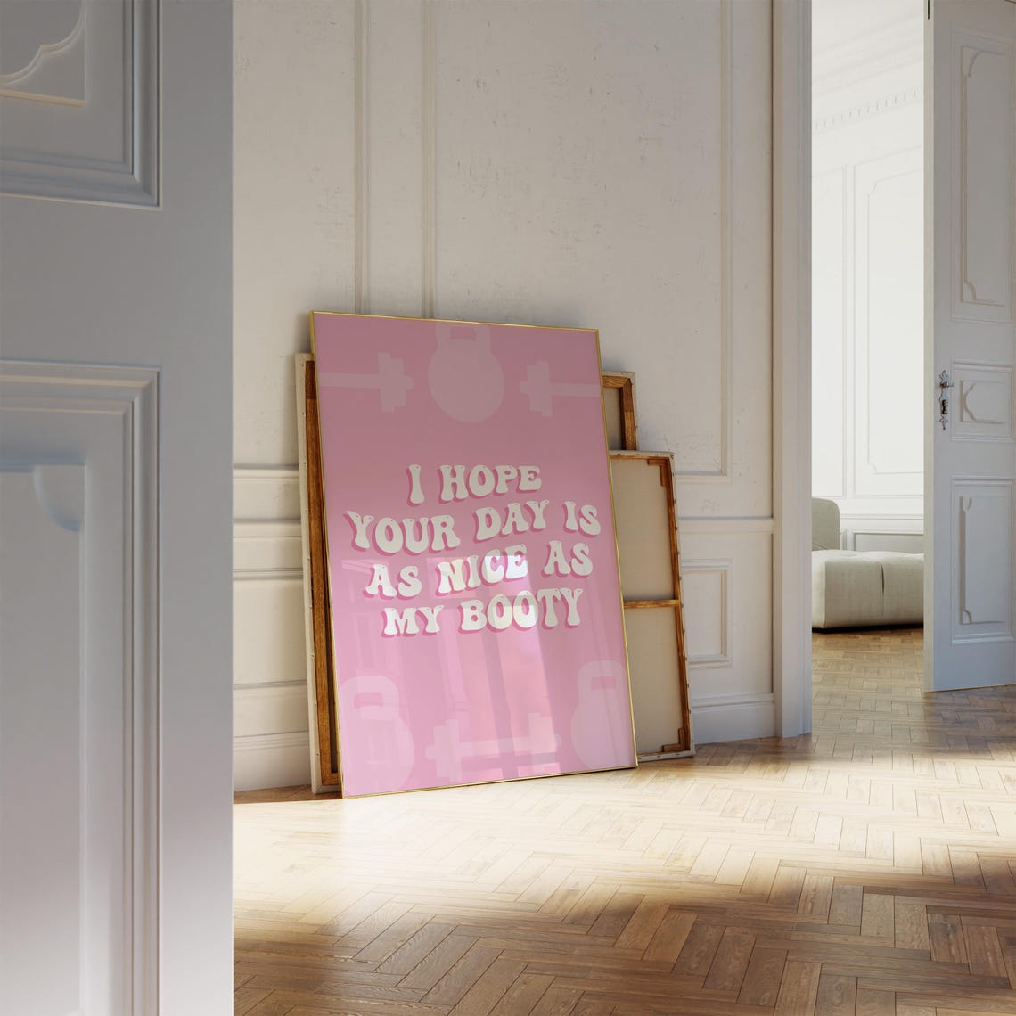 I Hope Your Day Is As Nice As My Booty Poster Pink Gym Girl Wall Art Pink Gym Girl Room Decor Pink Gym Girl Gift Ideas - Image 5