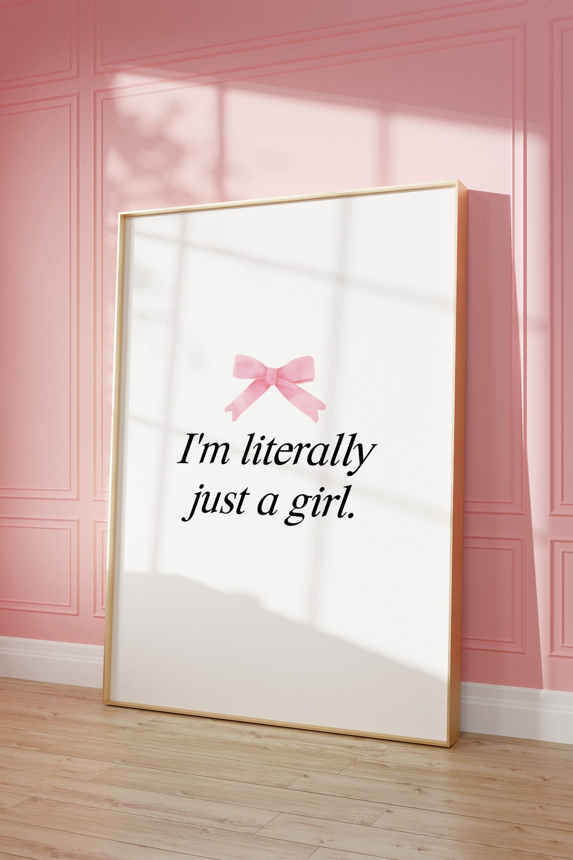 Im Literally Just A Girl Wall Print Trendy Pink Bow Print Preppy Aesthetic Wall Art Im Just A Girl Poster Coquette Print Girl Room Decor - Image 3