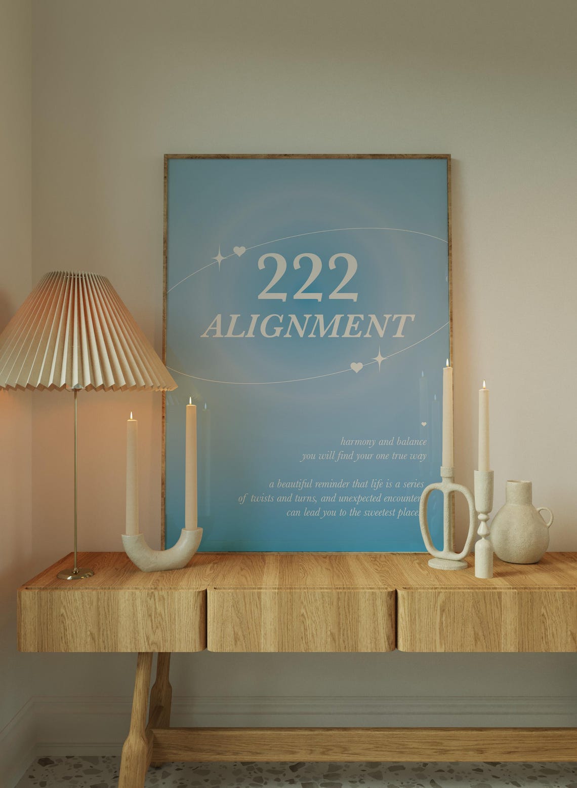 222 Angel Number Blue Aura Alignment Spiritual Positive Quote Poster - Image 4