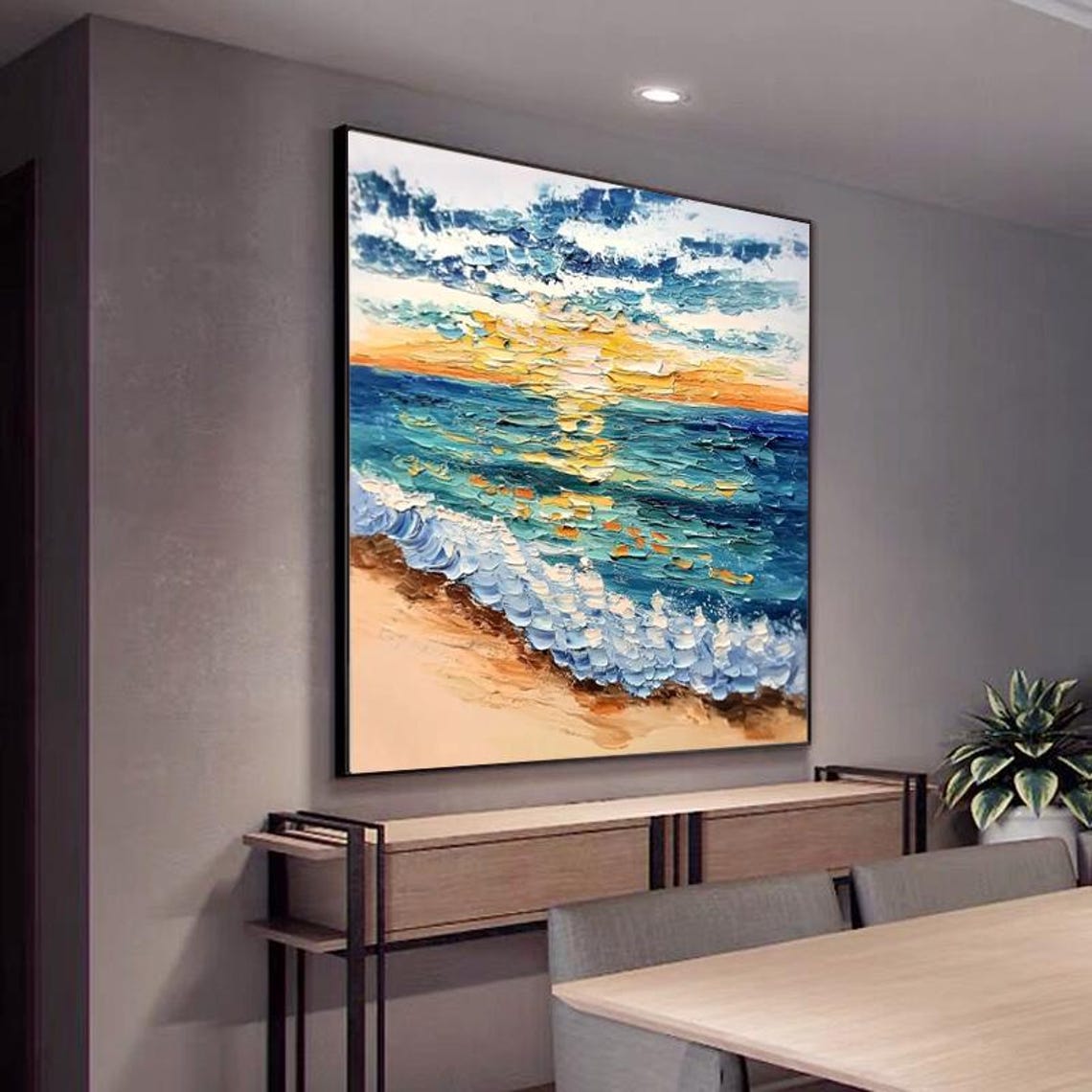 Sunlit Ocean Waves Breaking at a Golden Sunset Beach Scene Poster - Image 3