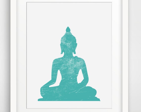 Buddha Print Meditating Buddha Poster Blue Teal Turquoise Wall Prints Bohemian Wall Decor Indian Indie Home Decor Namaste Wall Art