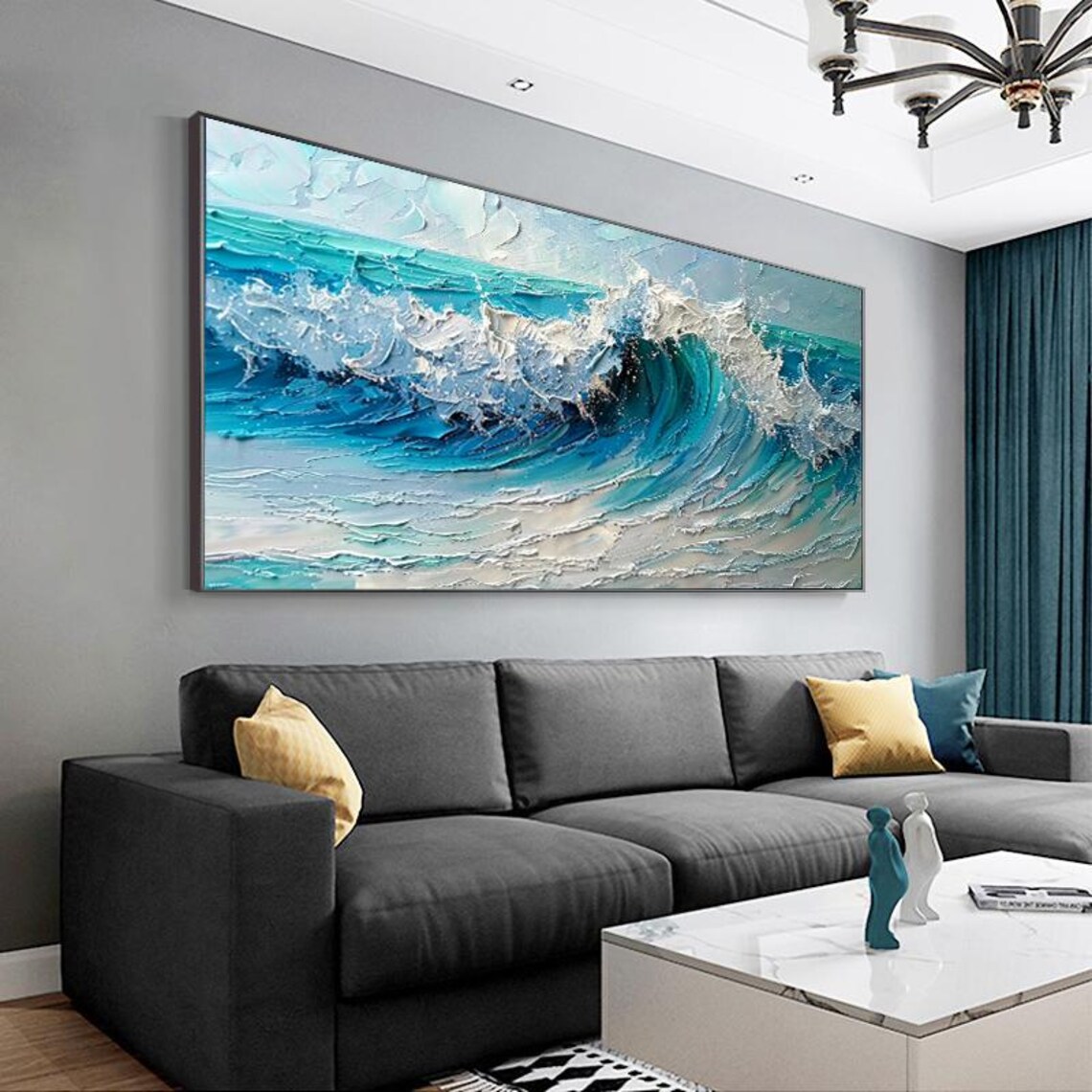 Abstract Seascape, Textured Wave Wall Art Print - Image 4