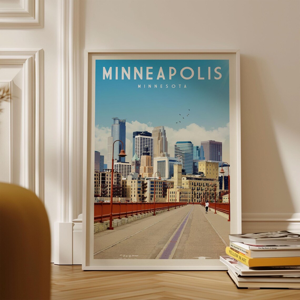 Minneapolis Travel Map Art Print, Minnesota Decor