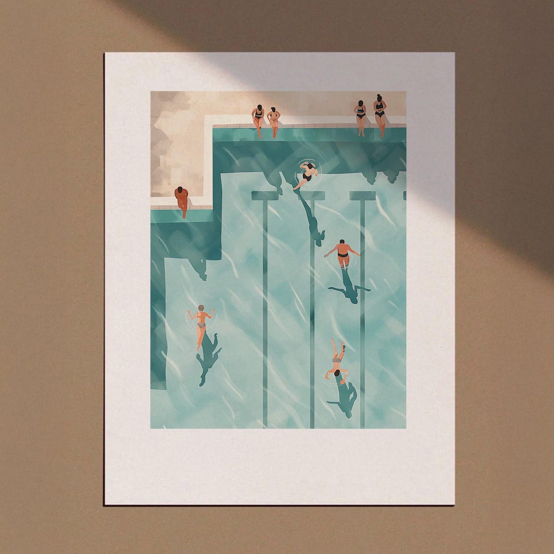 Tiny Swimmers Pool Print Minimalist Summer Wall Art