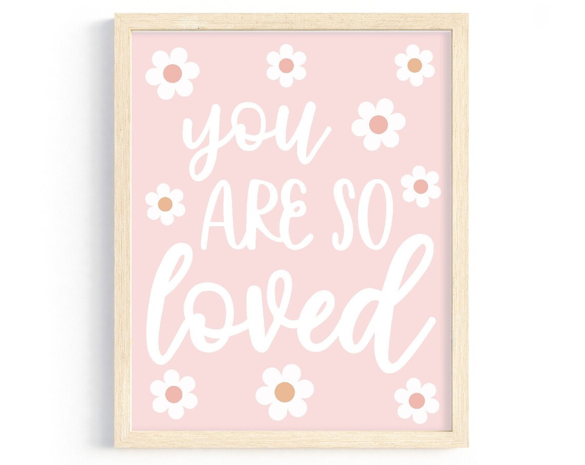 You Are So Loved Pink Boho Daisy Art Print