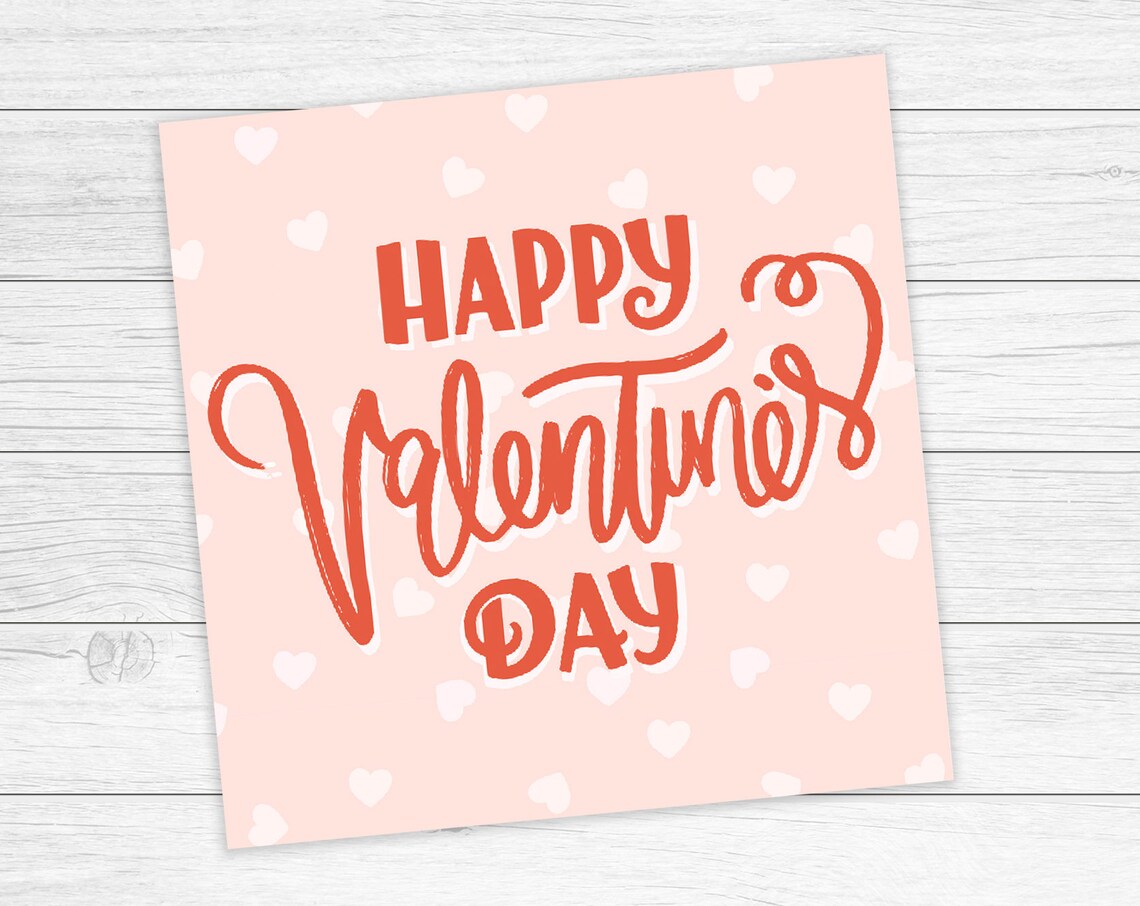 Happy Valentines Day Cookie Tag, Boho Square
