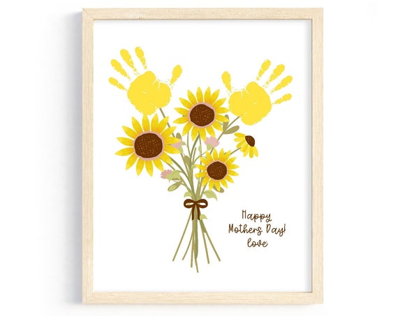 Flower Handprint Craft Art Mothers Day Gift From Kids Or Grandkids Wall Art Gift For Mom