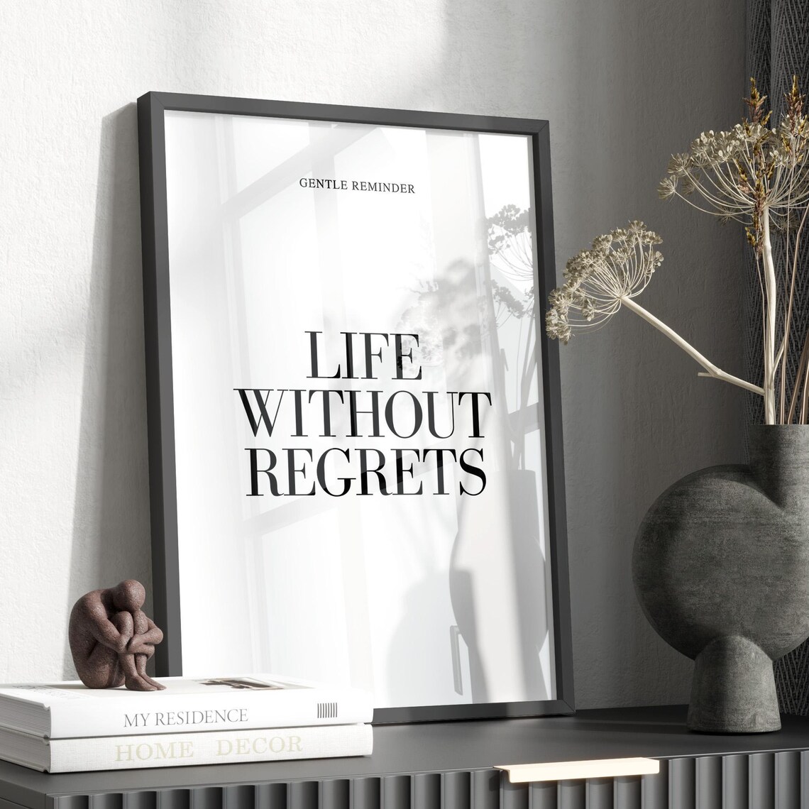 Life Without Regrets Quote, Minimalist Art Print