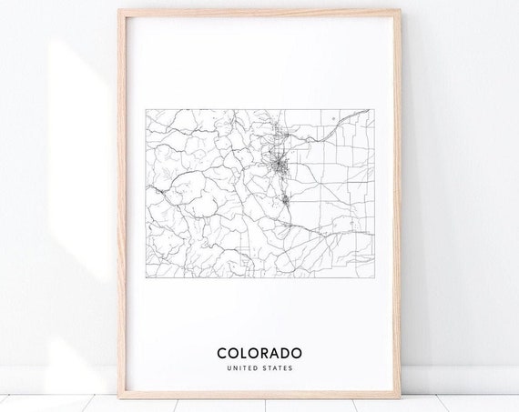 Colorado Map Print State Road Usa United States Art Poster Modern Wall Gift Home Office Decor