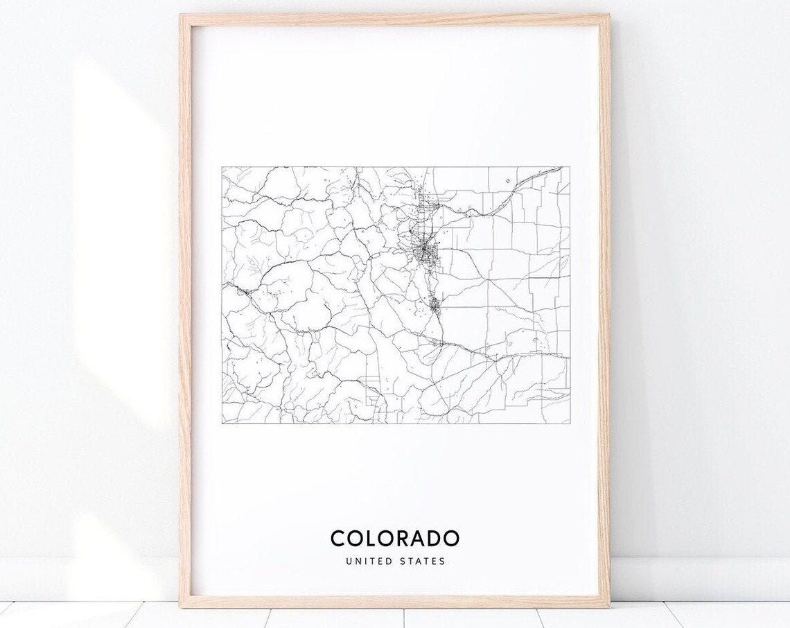 Minimalist Colorado State Road Map Black And White Modern Poster