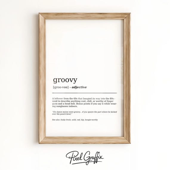 80s Groovy Definition Art Home Decor Print Dictionary Wall Retro Poster Minimalist