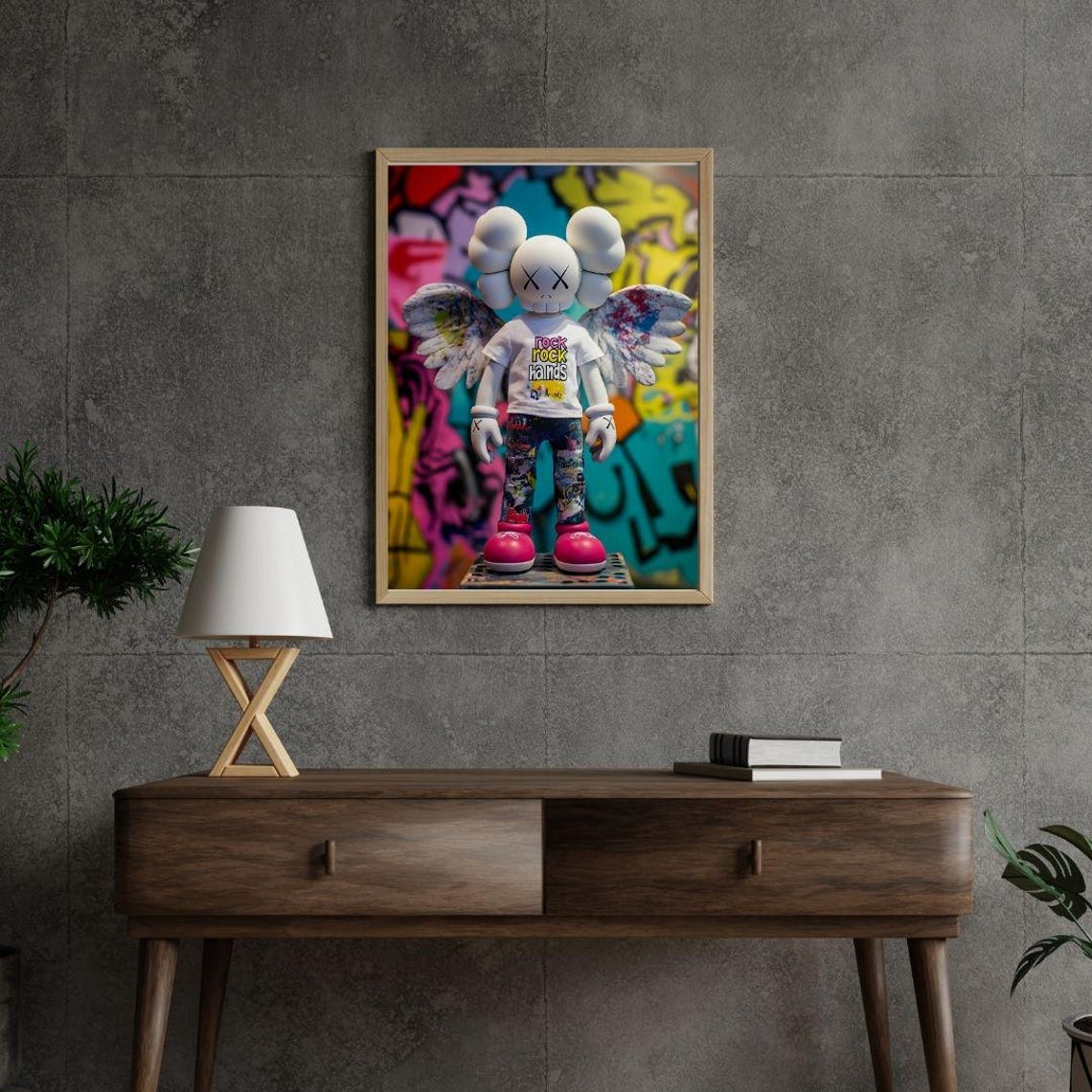 Street Art Winged Character With Painted Wings Pop Culture Wall Poster - Image 2