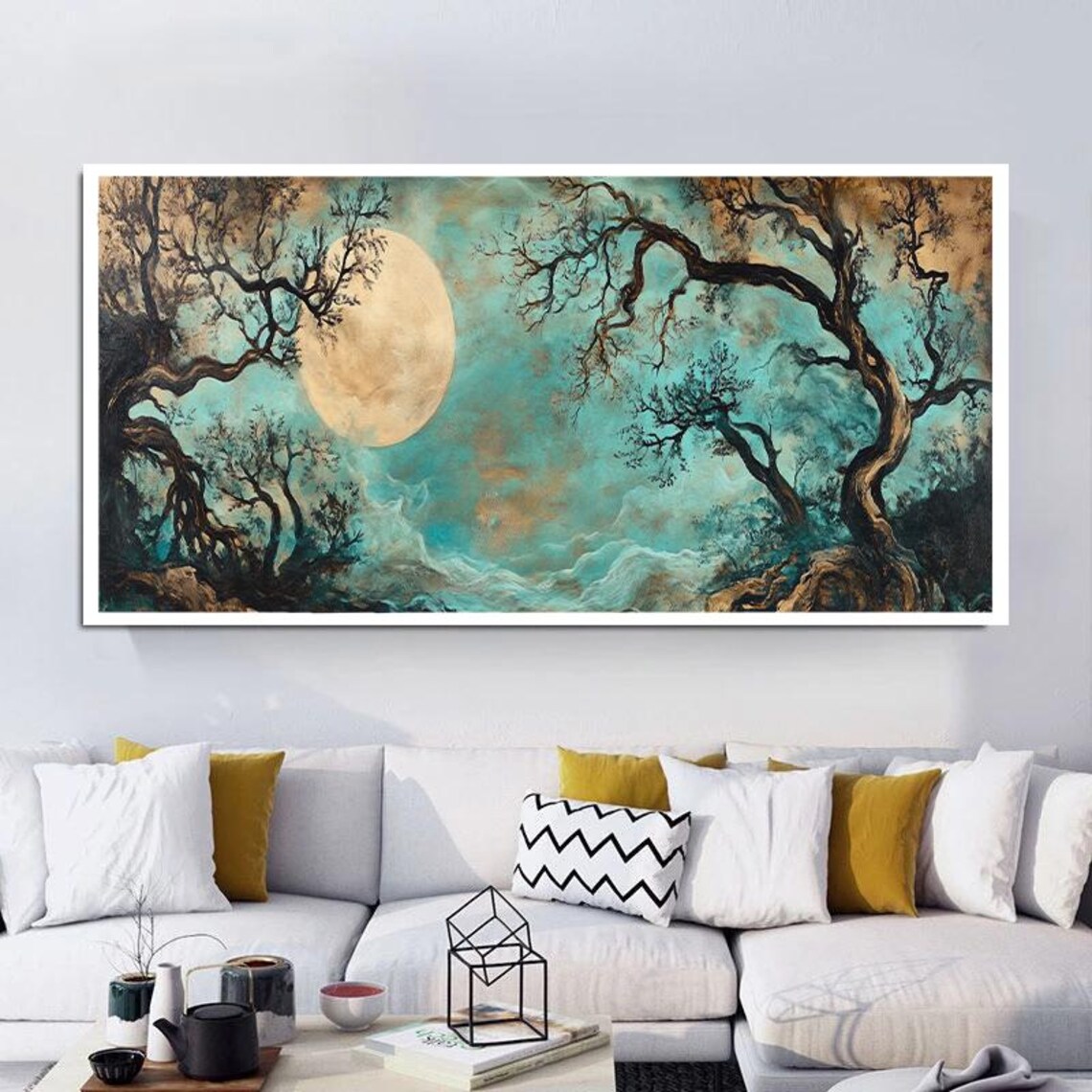 Full Moon Forest Art Print, Mystical Landscape - Image 3