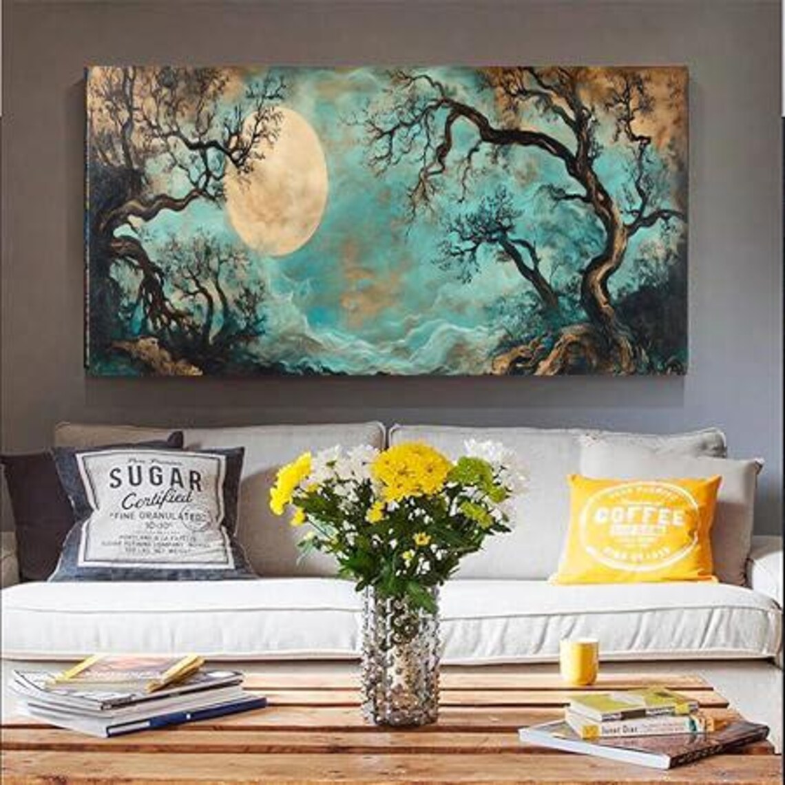 Full Moon Forest Art Print, Mystical Landscape - Image 2