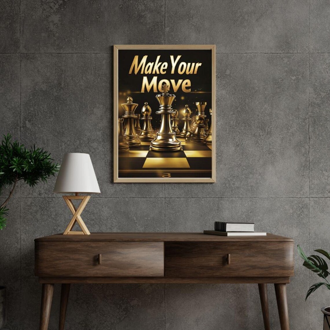 Golden Chess King Make Your Move Motivational Strategy Game Wall Art Poster - Image 2