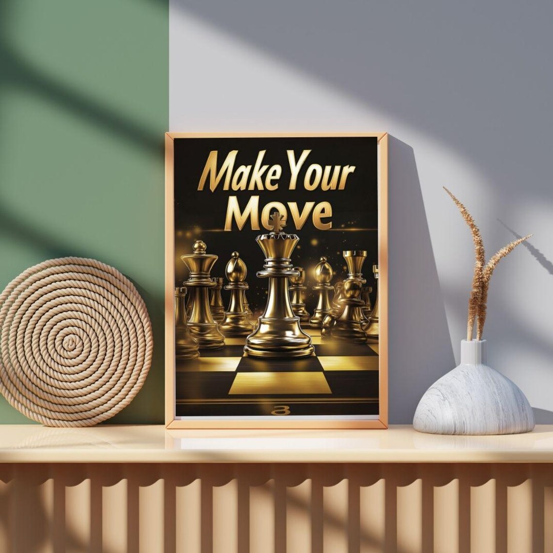 Golden Chess King Make Your Move Motivational Strategy Game Wall Art Poster - Image 3