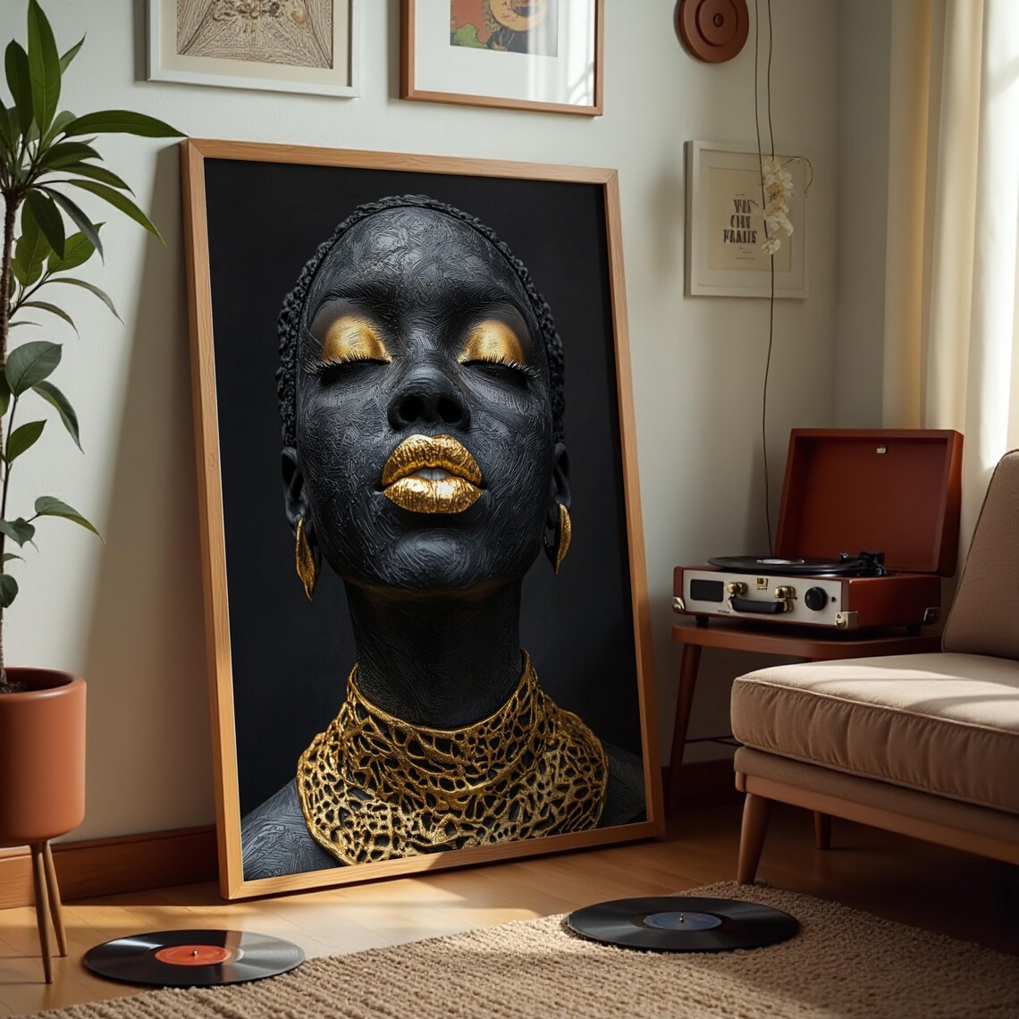 Black Gold Luxury Female Portrait Regal Afrocentric Beauty Poster