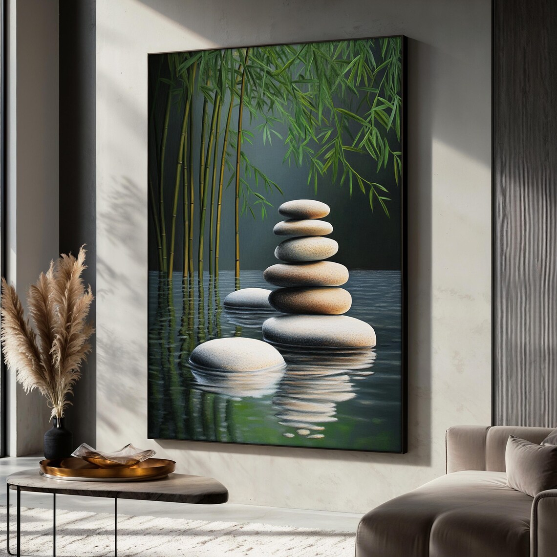 Zen Stones, Tranquil Water Spa Decor Poster