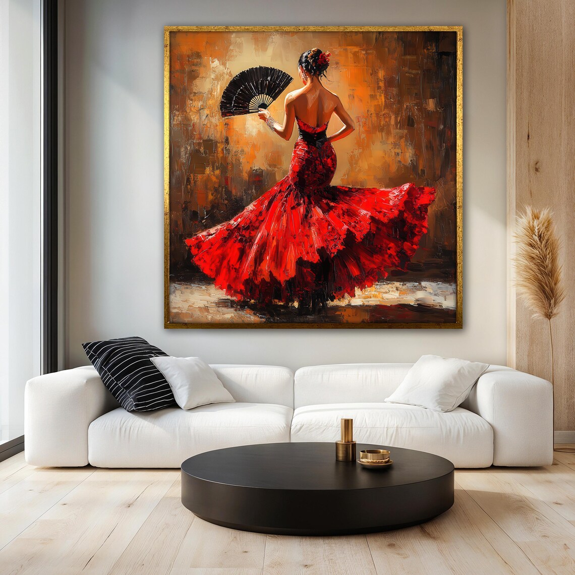Flamenco Woman Holding Fan, Spanish Dancer Art Print - Image 3