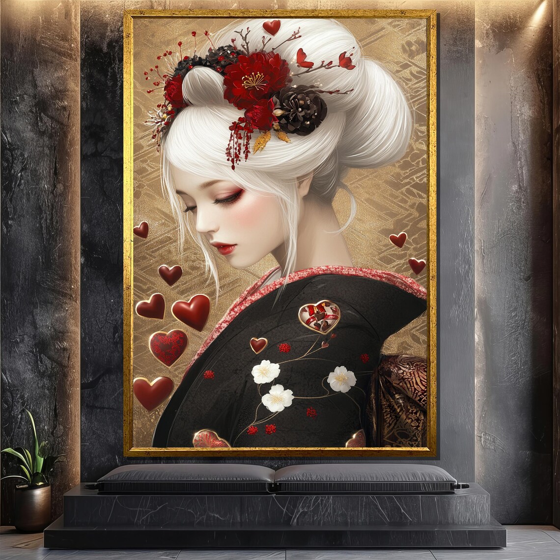 Romantic Japanese Woman, Elegant Asian Love Decor